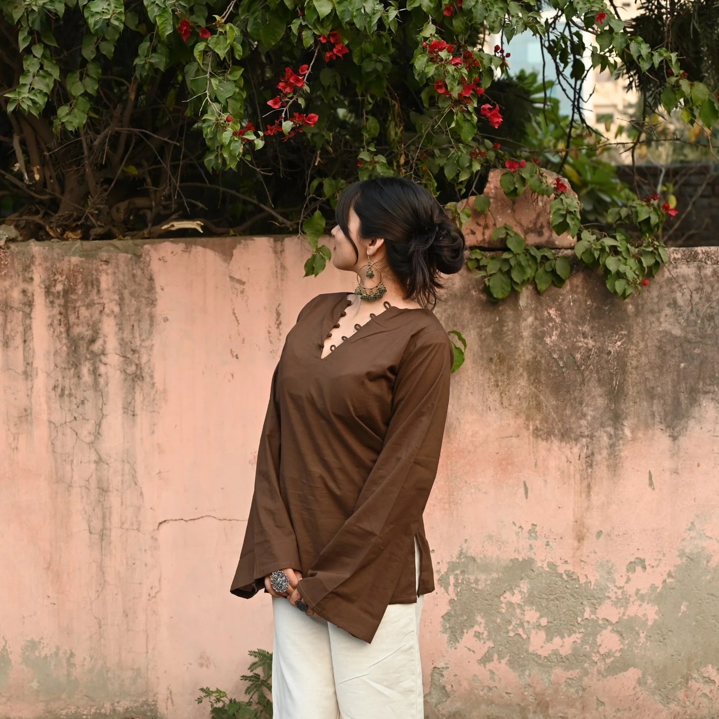 Elegant V-Neck Tunic & Palazzo Set  (CJ03)