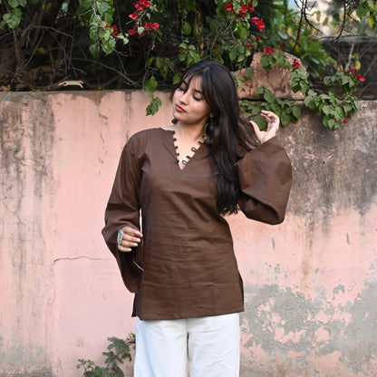 Elegant V-Neck Tunic & Palazzo Set  (CJ03)
