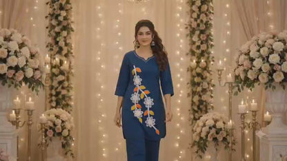 Elegant Floral Fusion Kurta Set (RRRD52)